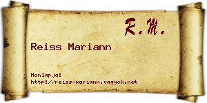 Reiss Mariann névjegykártya